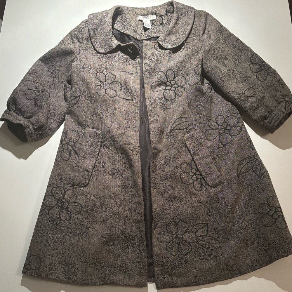 Vertigo Paris Gray Floral Pea Coat